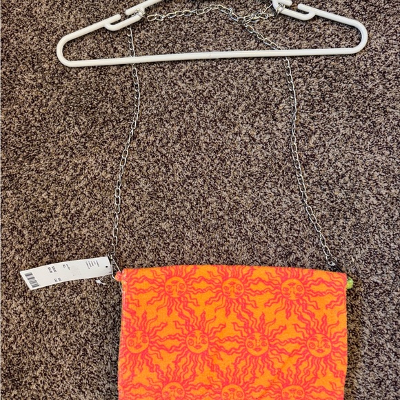 Urban Outfitters Women's Chain Strap Clutch/Shoulder/Crossbody Orange Green Bag - Picture 5 of 8